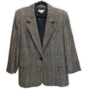 Vintage Alex New York Multi-Color Tweed Single Breasted Notched Lapel Blazer, 8